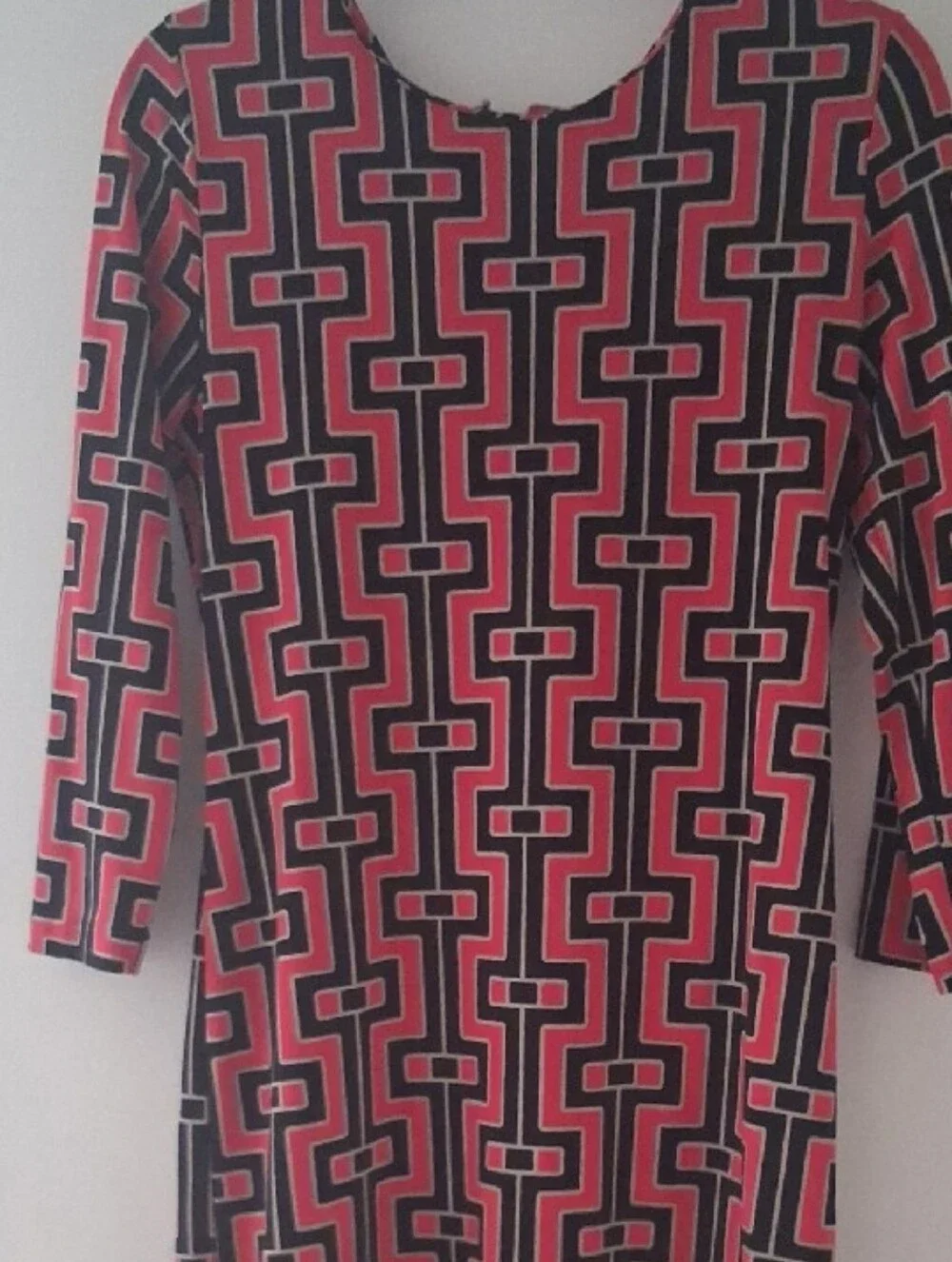 Michael Kors Pink & Black Geometric Zip-Back Long Sleeve Dress